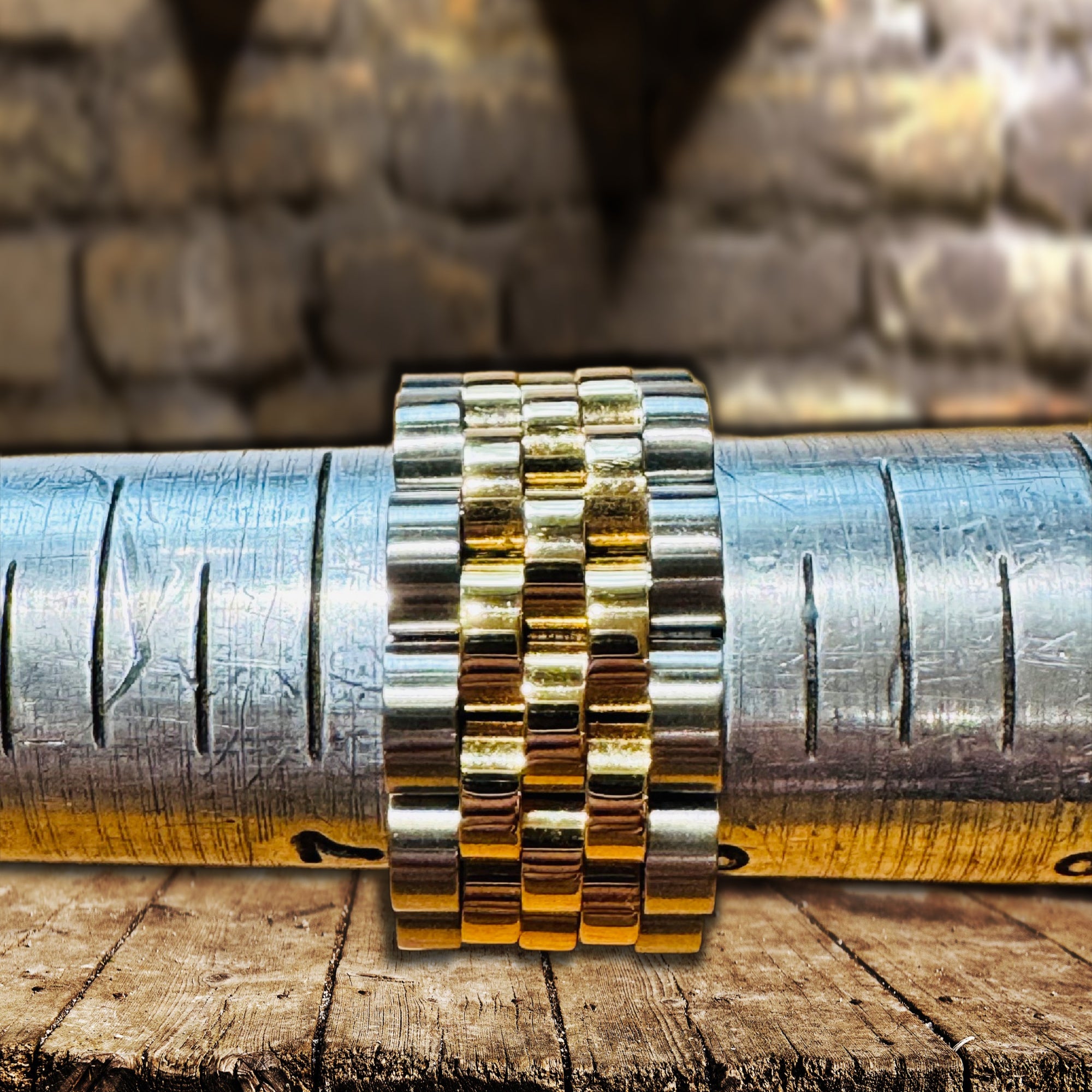 Genuine Rolex 18k Gold & Steel Flexible Jubilee Link Ring