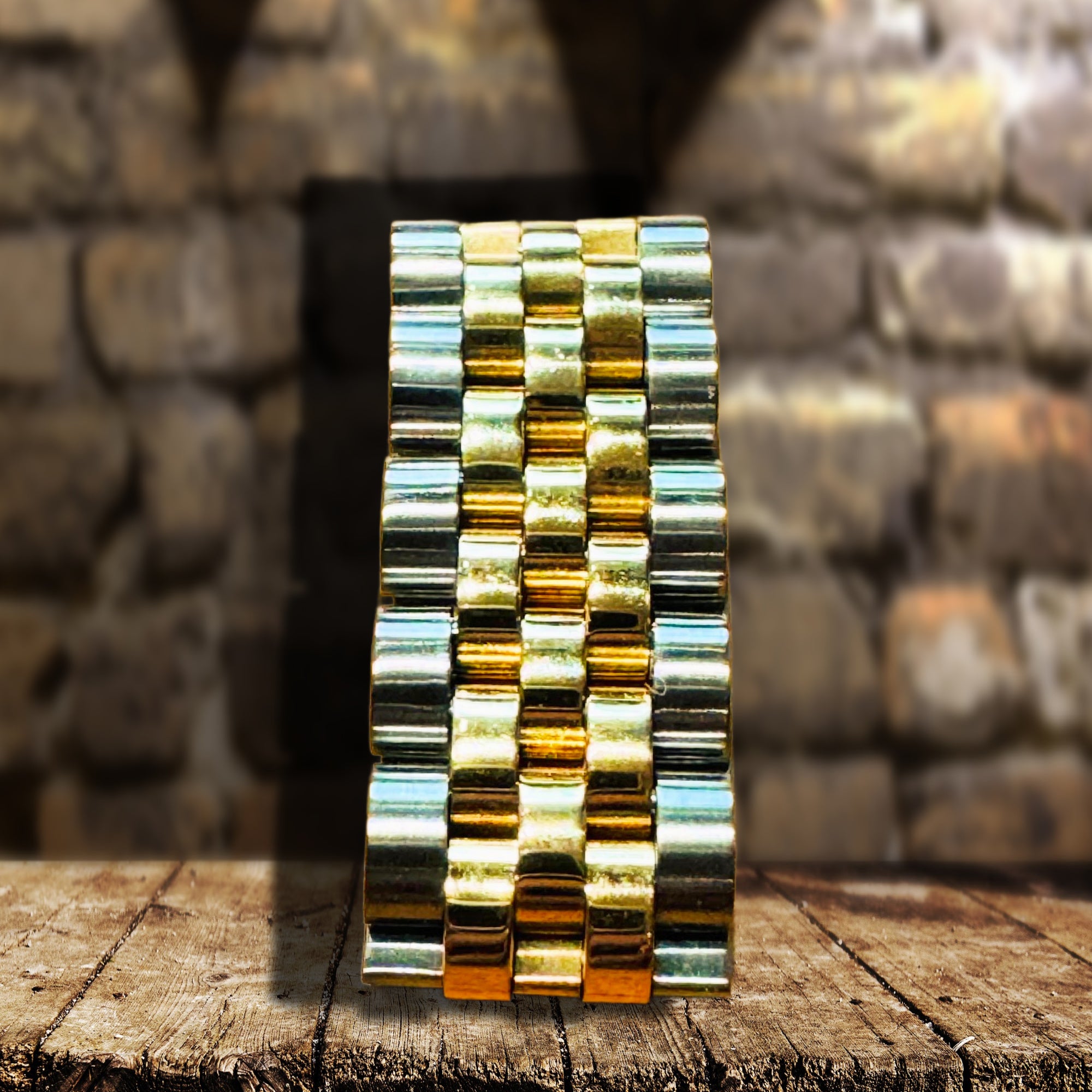 Genuine Rolex 18k Gold & Steel Flexible Jubilee Link Ring