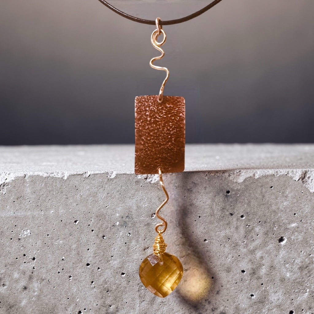 Reversible Sunset Copper & Lemon Citrine Pendant