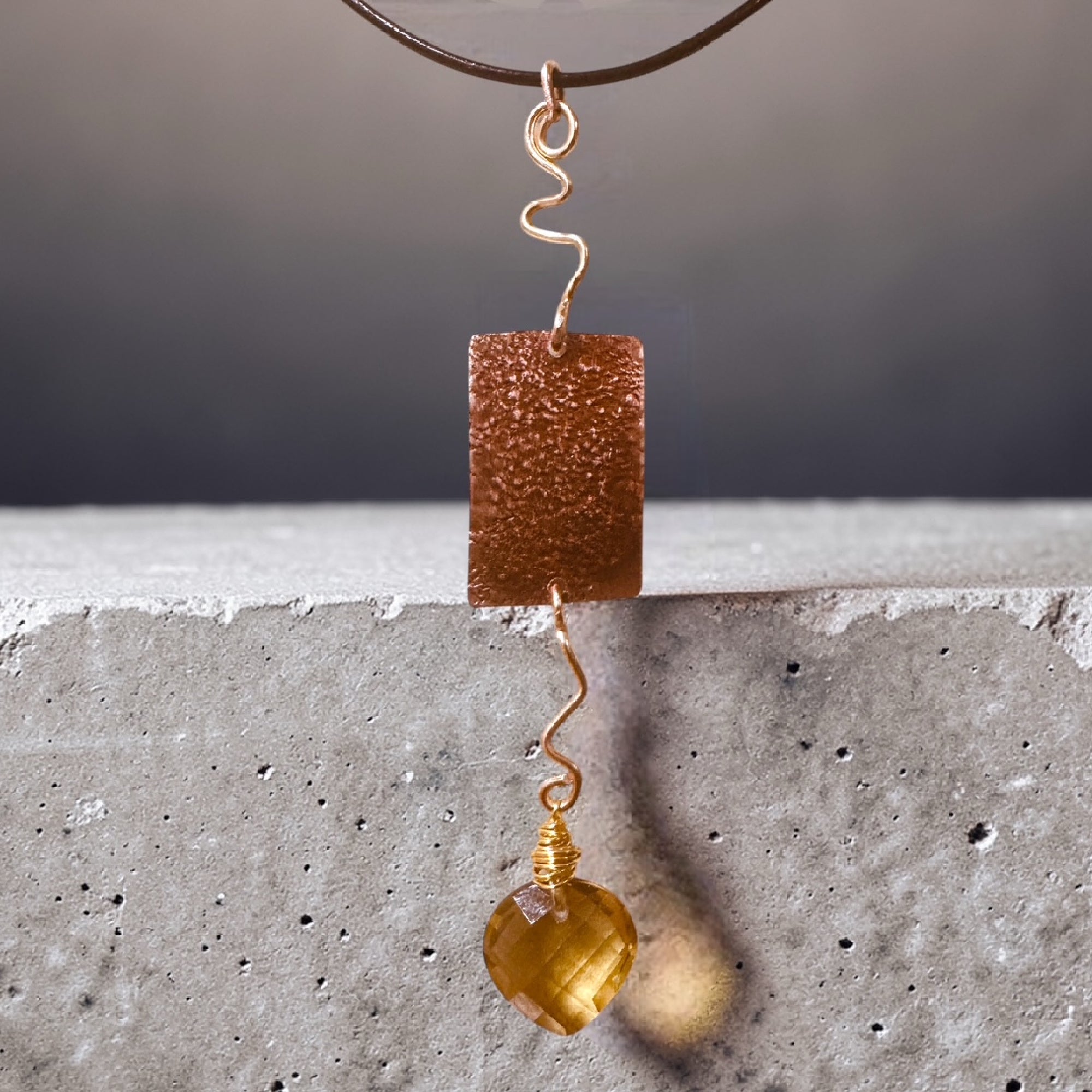 Reversible Sunset Copper & Lemon Citrine Pendant