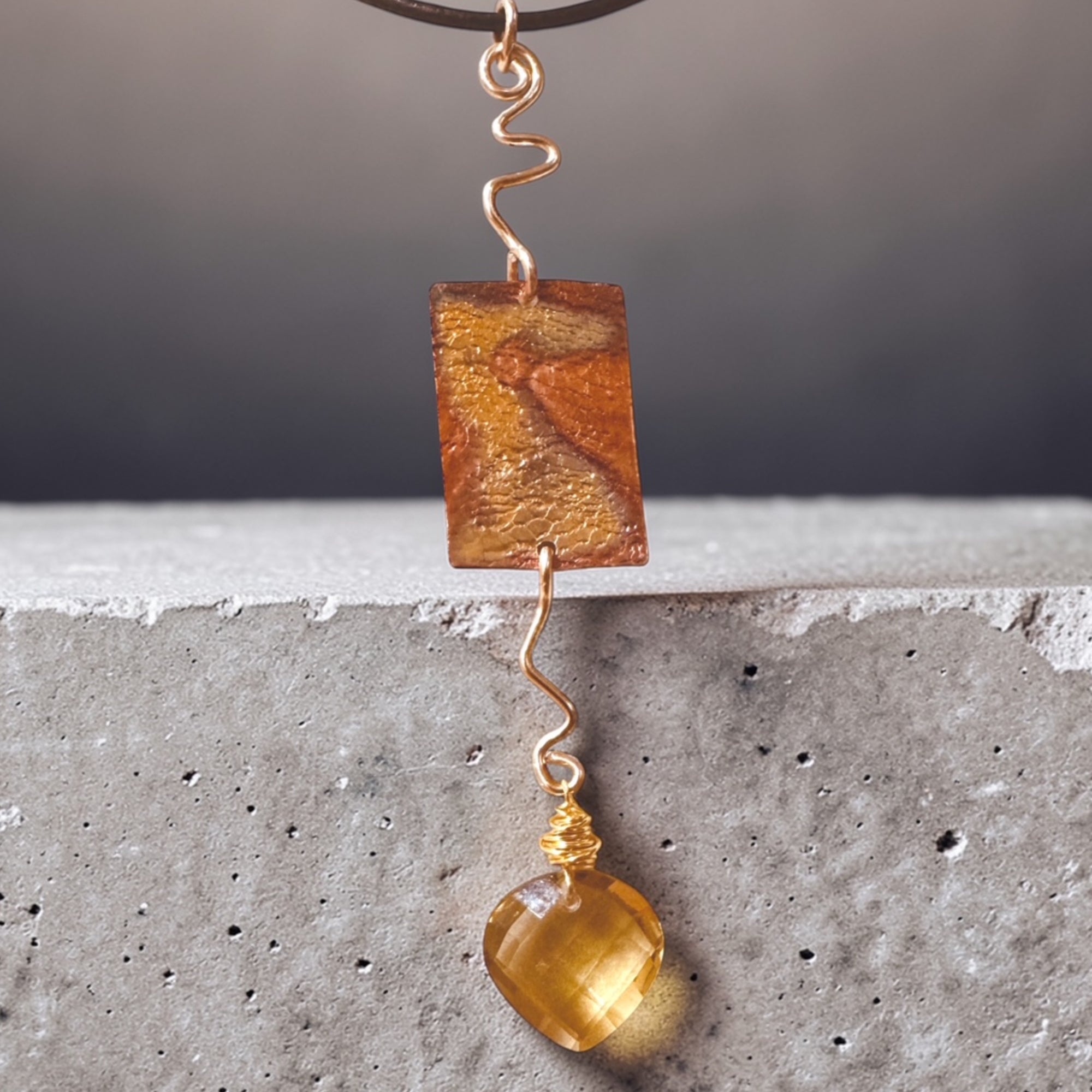 Reversible Sunset Copper & Lemon Citrine Pendant