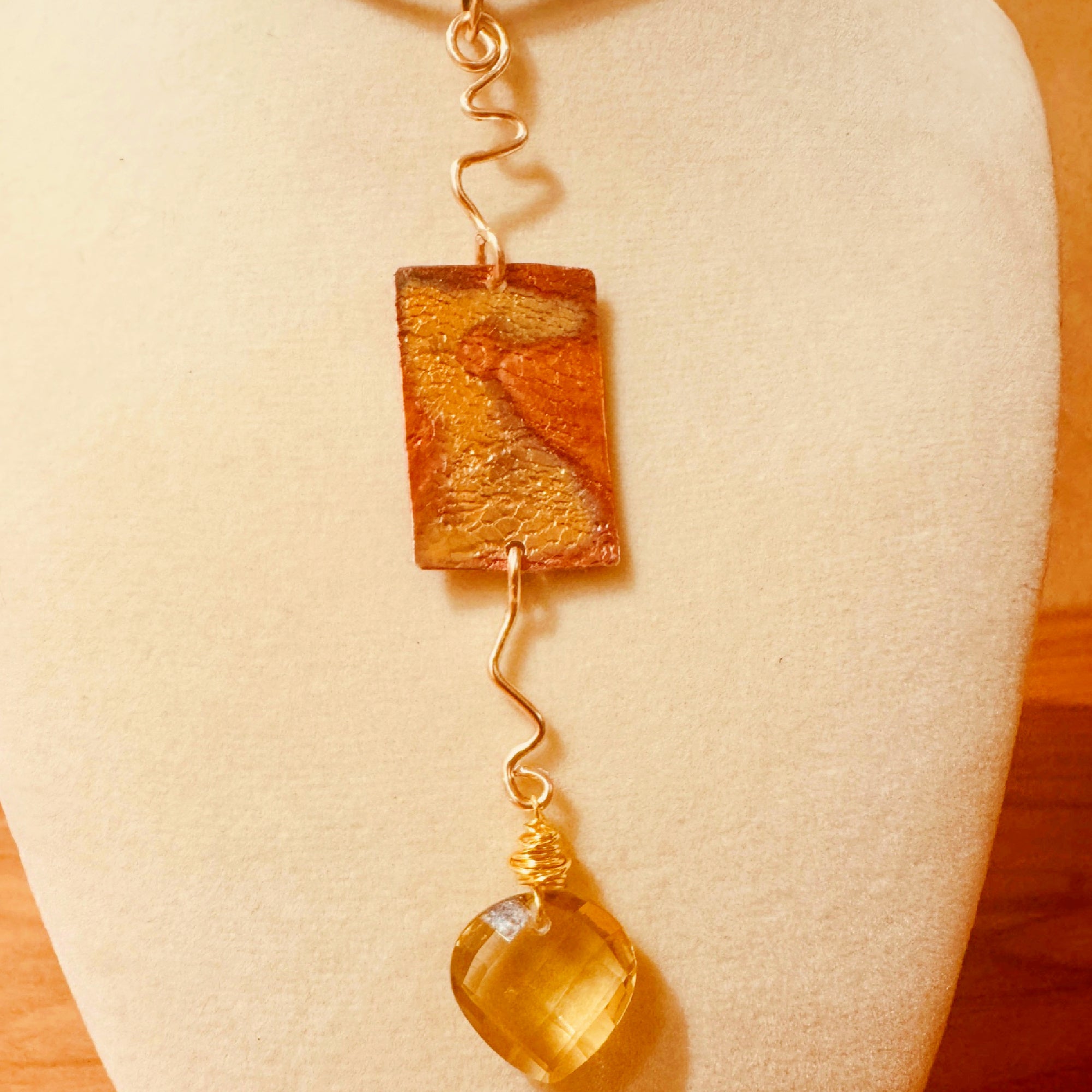 Reversible Sunset Copper & Lemon Citrine Pendant