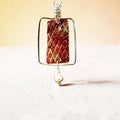 Framed Copper Mermaid Scale and Pearl Pendant