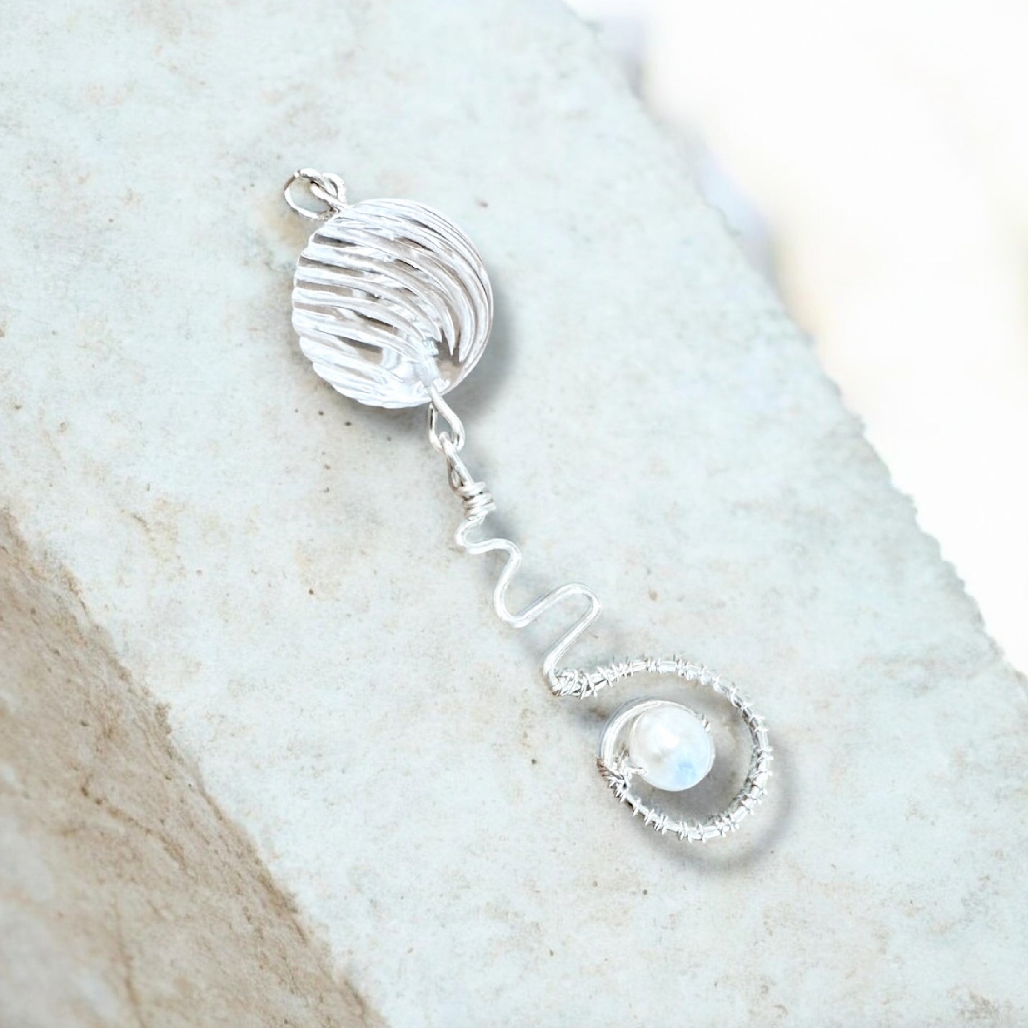Faceted Crystal Ball & Freshwater Pearl Wire Wrapped Pendant