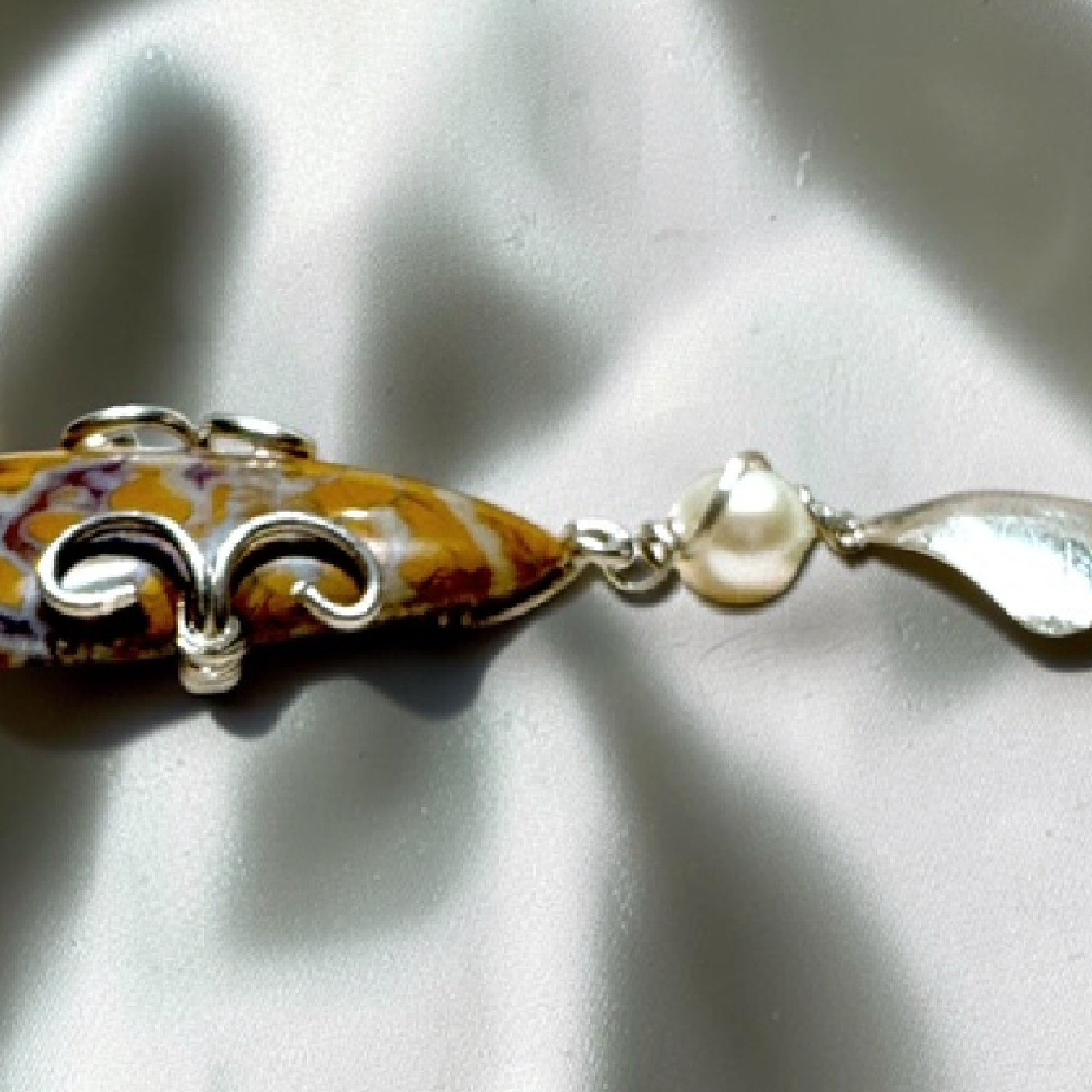 Ocean Jasper, Pearl & Sterling Silver Pendant Necklace
