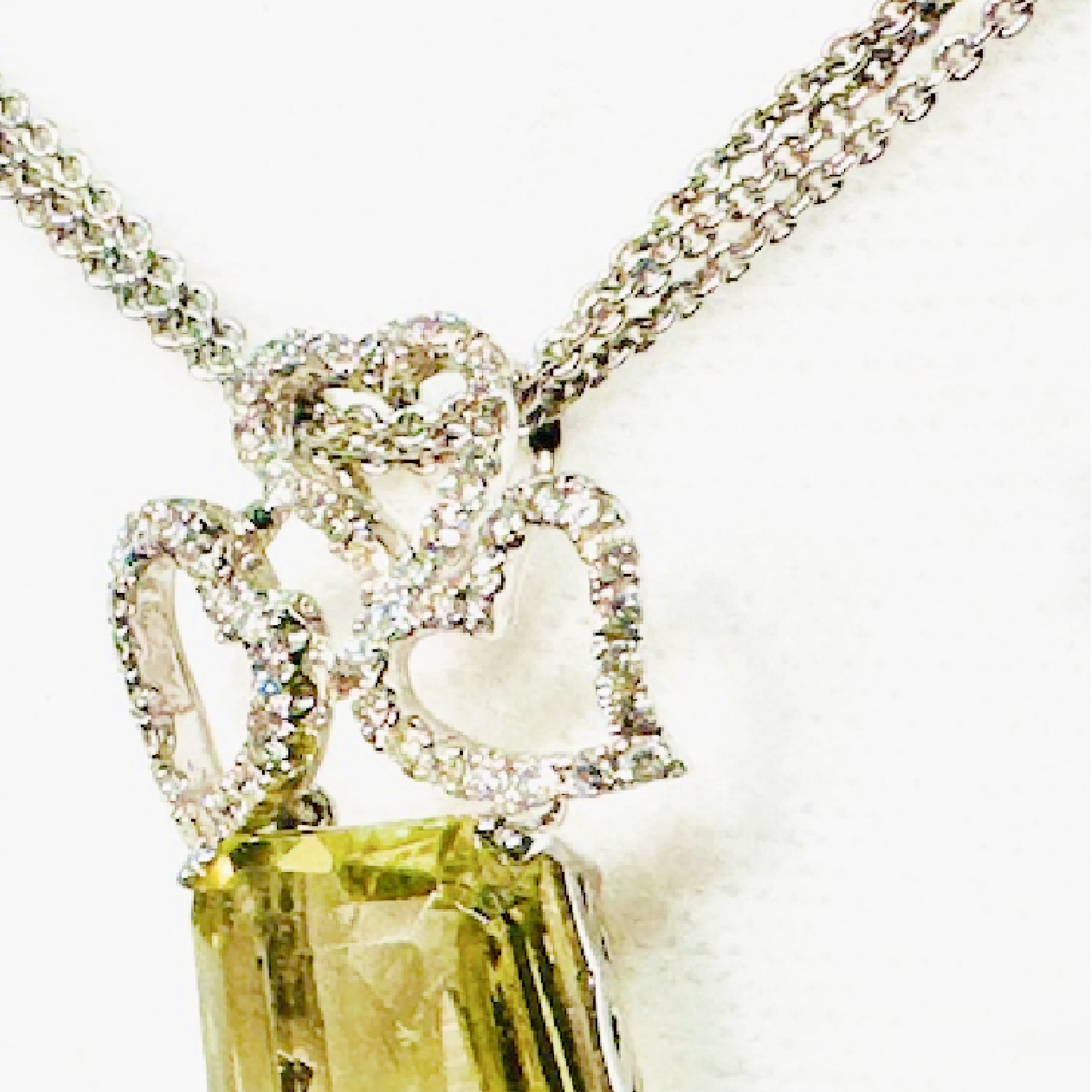 18K White Gold Lemon Citrine & Diamond Pendant Necklace - 16.37ct