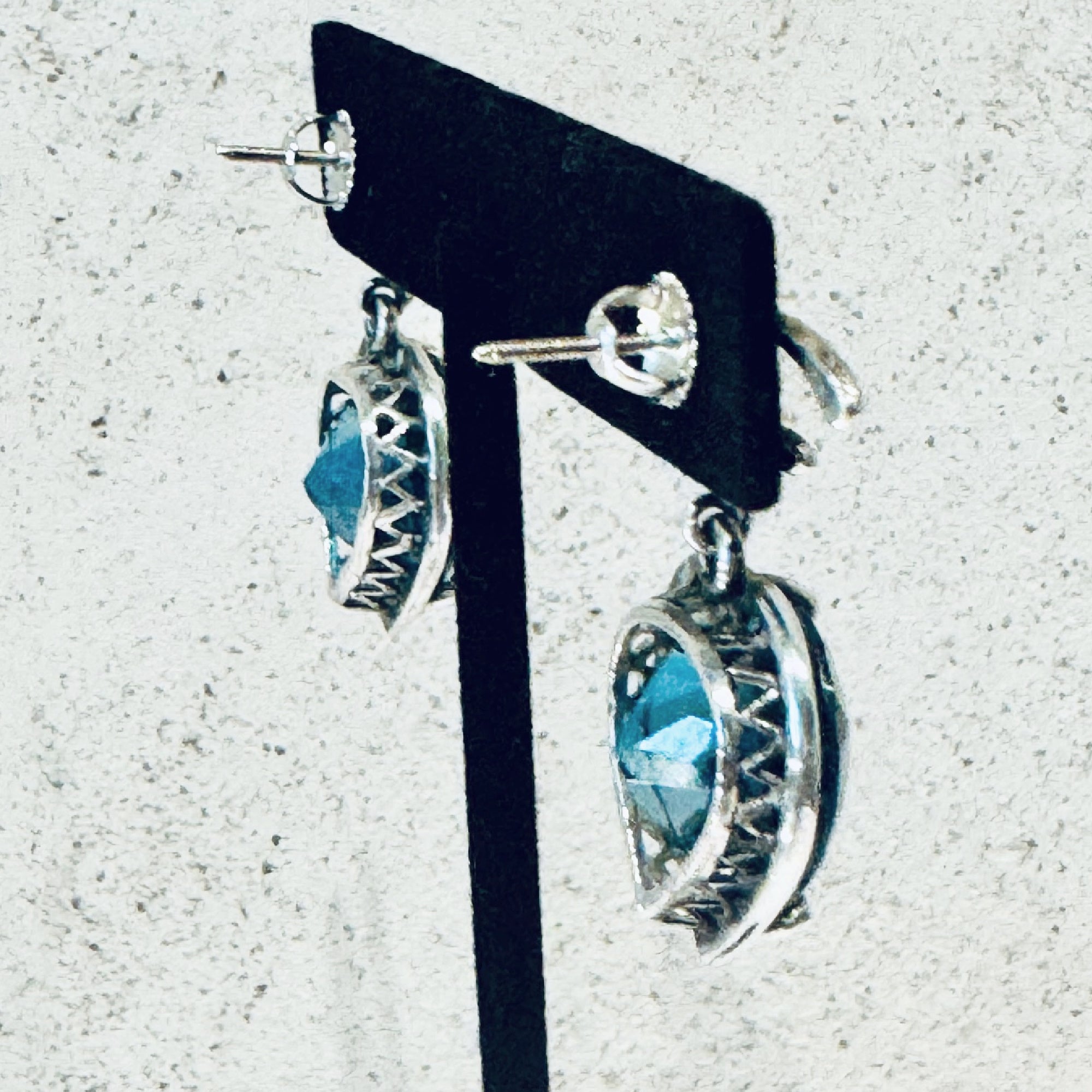 London Blue Topaz Heart Set - Sterling Silver with 14K White Gold