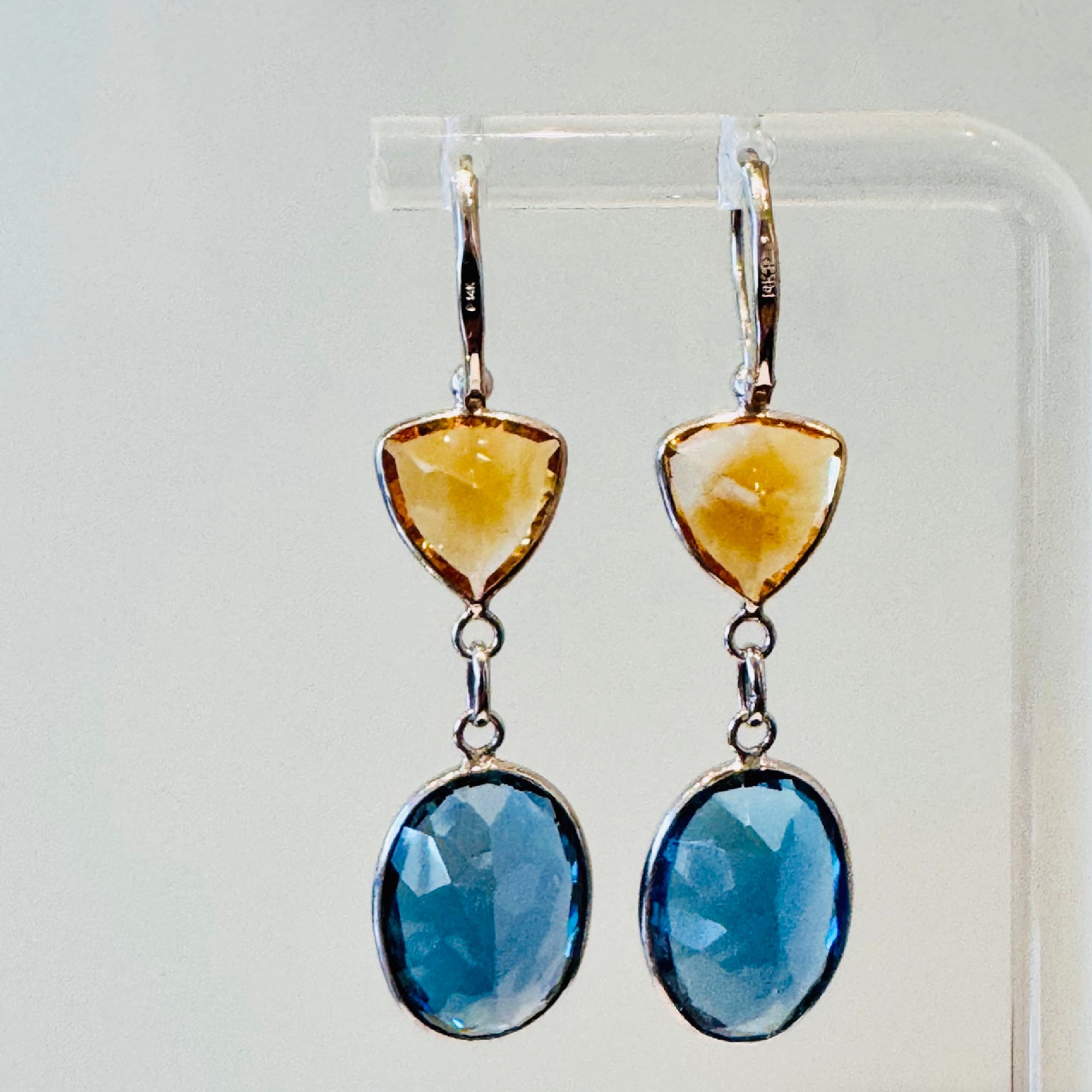 14K White Gold London Blue & Golden Topaz Earrings