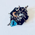 Black Onyx Pendant with Blue Topaz, Rose Gold & Sterling Silver