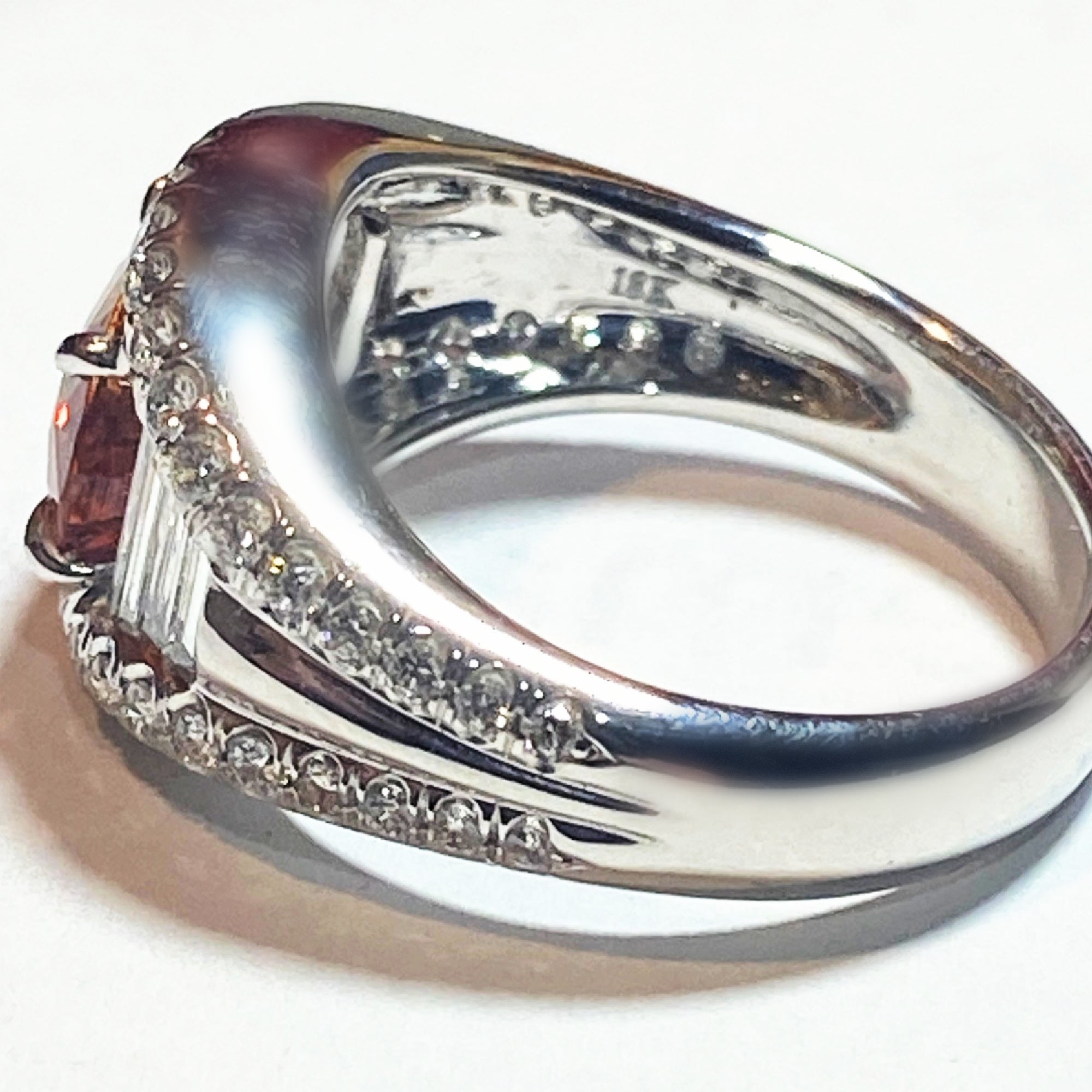 Mandarin Garnet & Diamond Ring — 18K White Gold | GAL Appraised