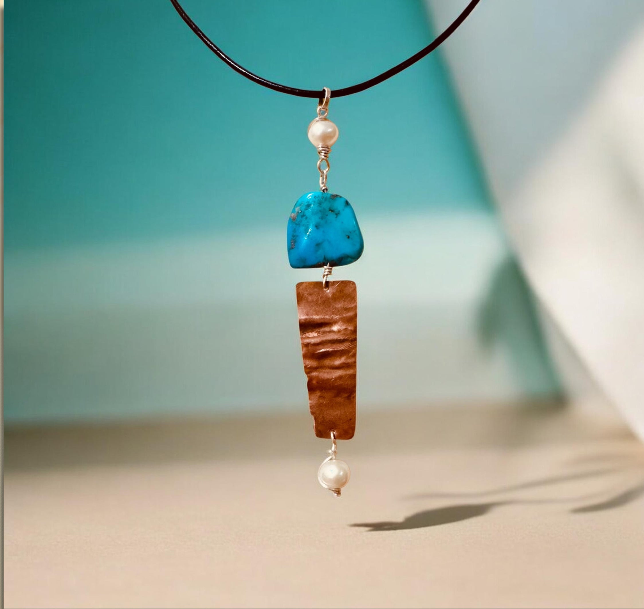 Ocean Meets Earth Pearl & Turquoise Pendant