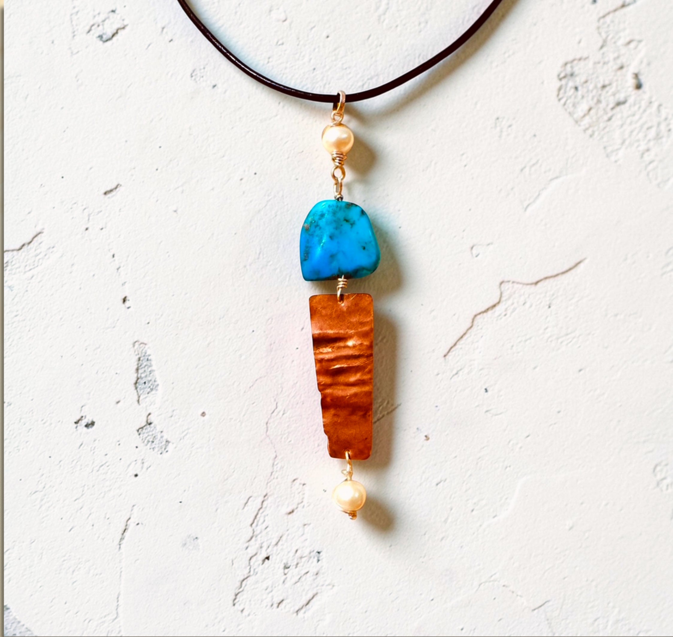 Ocean Meets Earth Pearl & Turquoise Pendant