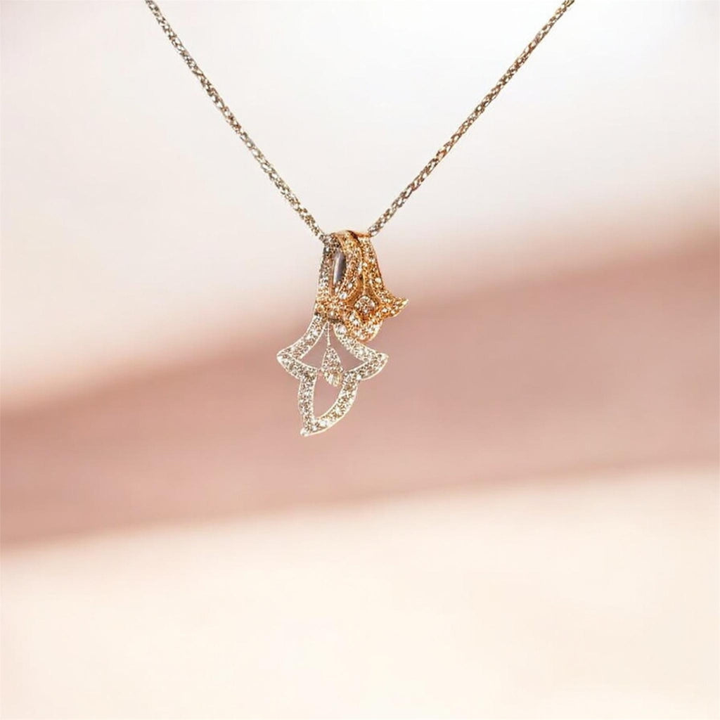 14K Two-Tone Gold Diamond Pendant Necklace