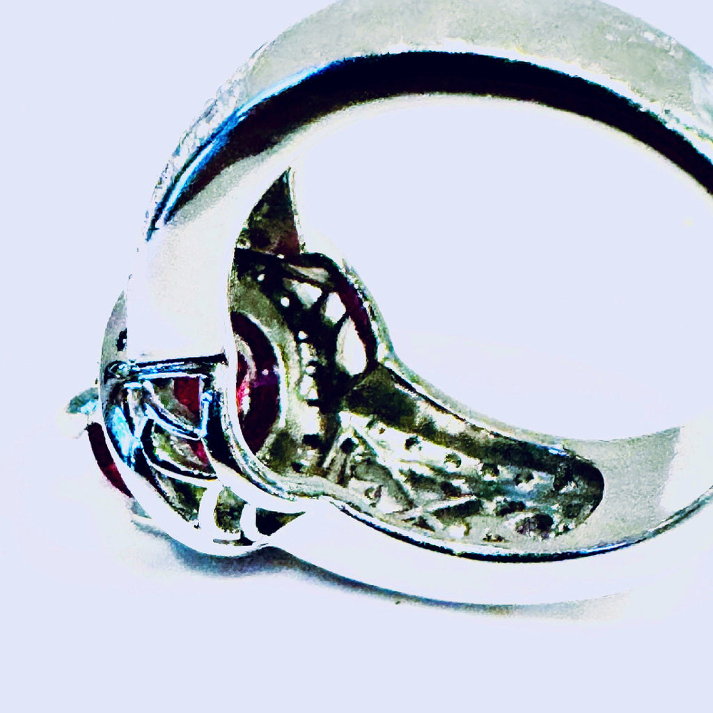 14K White Gold Pink Tourmaline & Diamond Ring