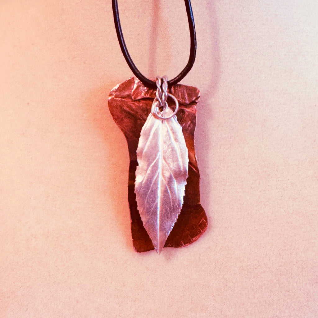 Enchanted Sterling Silver Leaf & Copper Pendant