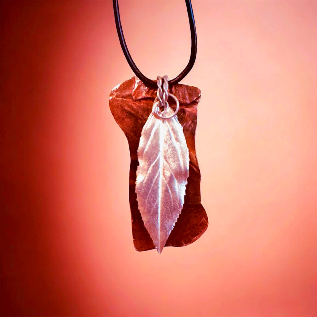 Enchanted Sterling Silver Leaf & Copper Pendant