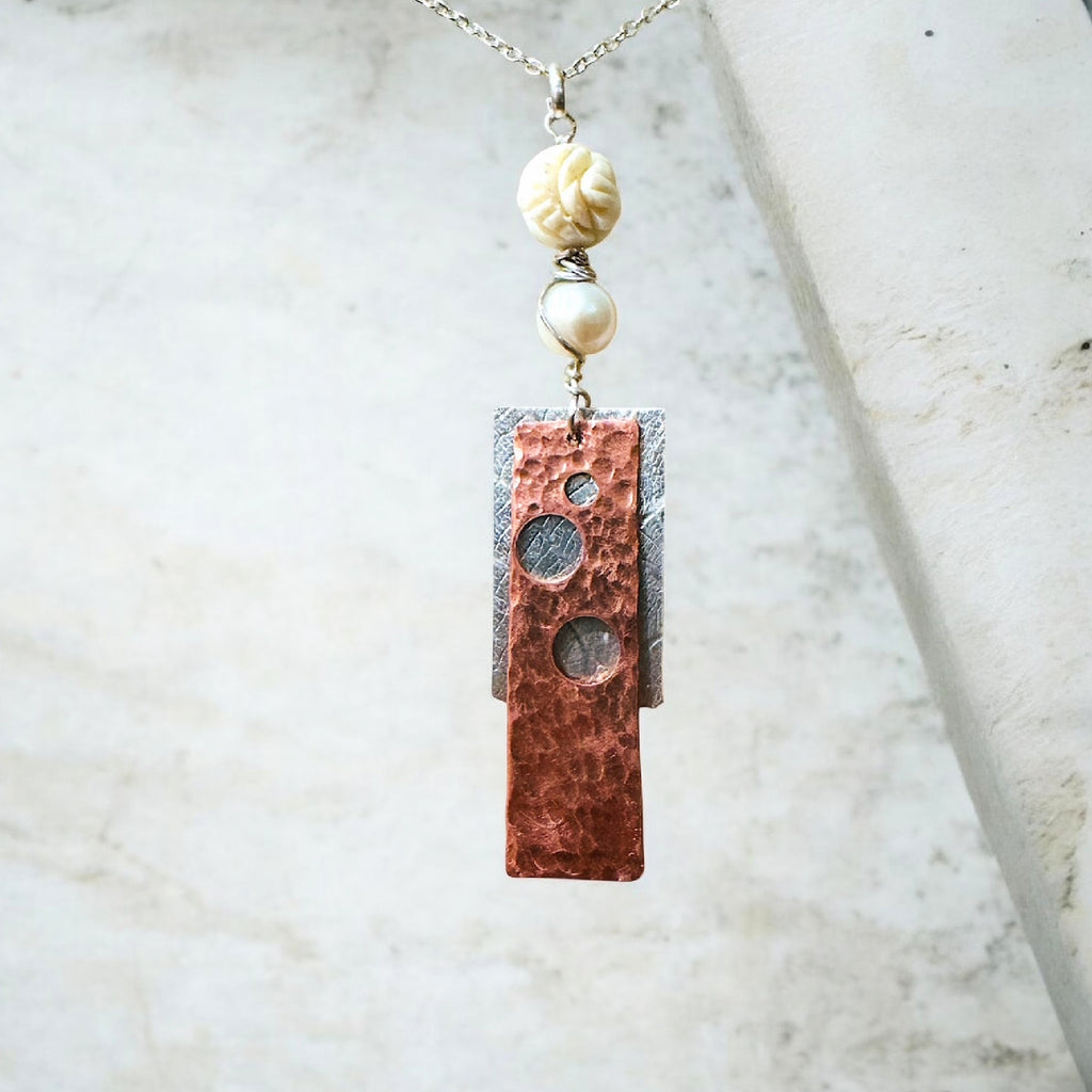 Lunar Eclipse Copper & Sterling Silver Pendant