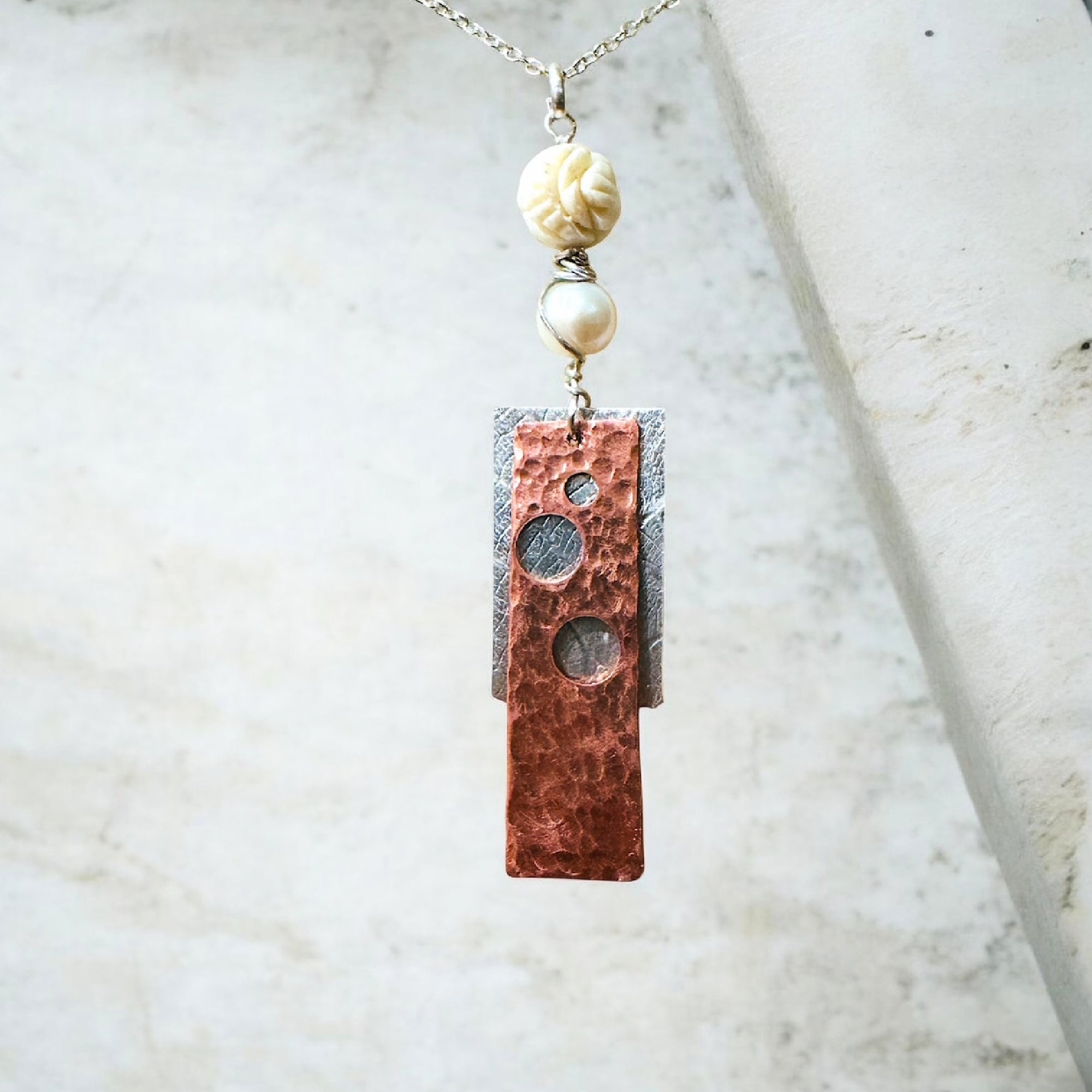 Lunar Eclipse Copper & Sterling Silver Pendant