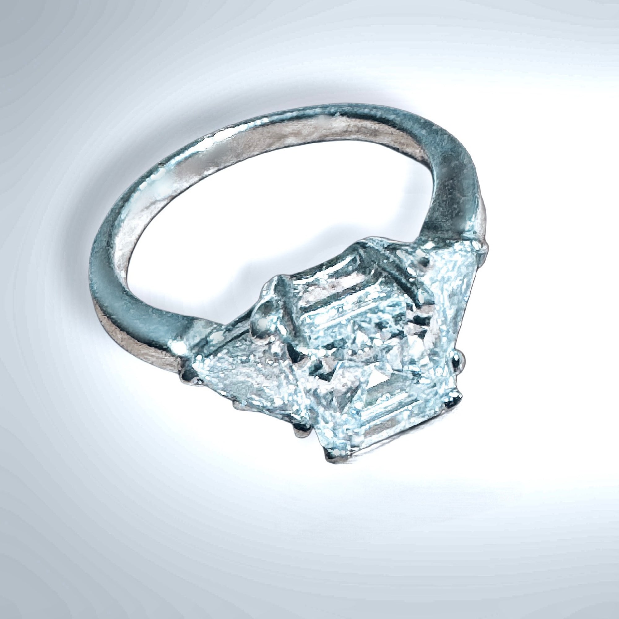 IGI Certified 2.09ct F VS1 Square Emerald Cut Lab Diamond Engagement Ring in Platinum