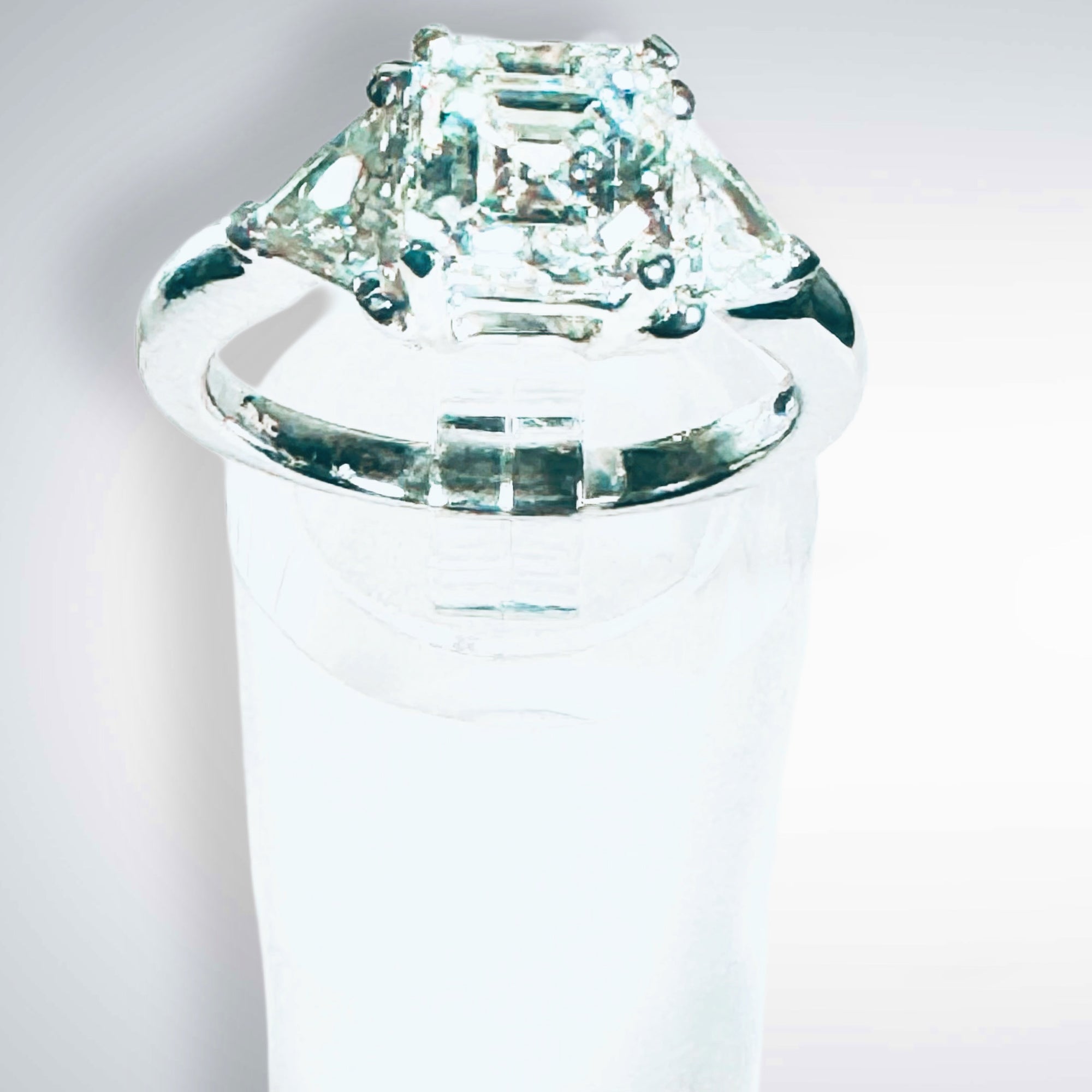 IGI Certified 2.09ct F VS1 Square Emerald Cut Lab Diamond Engagement Ring in Platinum