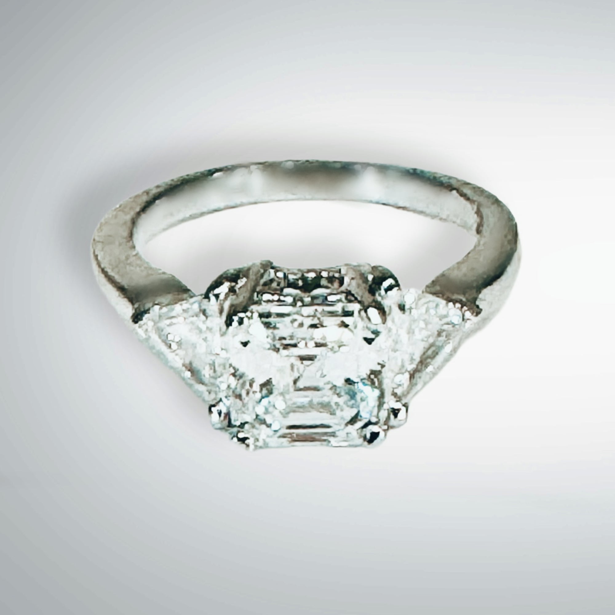 IGI Certified 2.09ct F VS1 Square Emerald Cut Lab Diamond Engagement Ring in Platinum