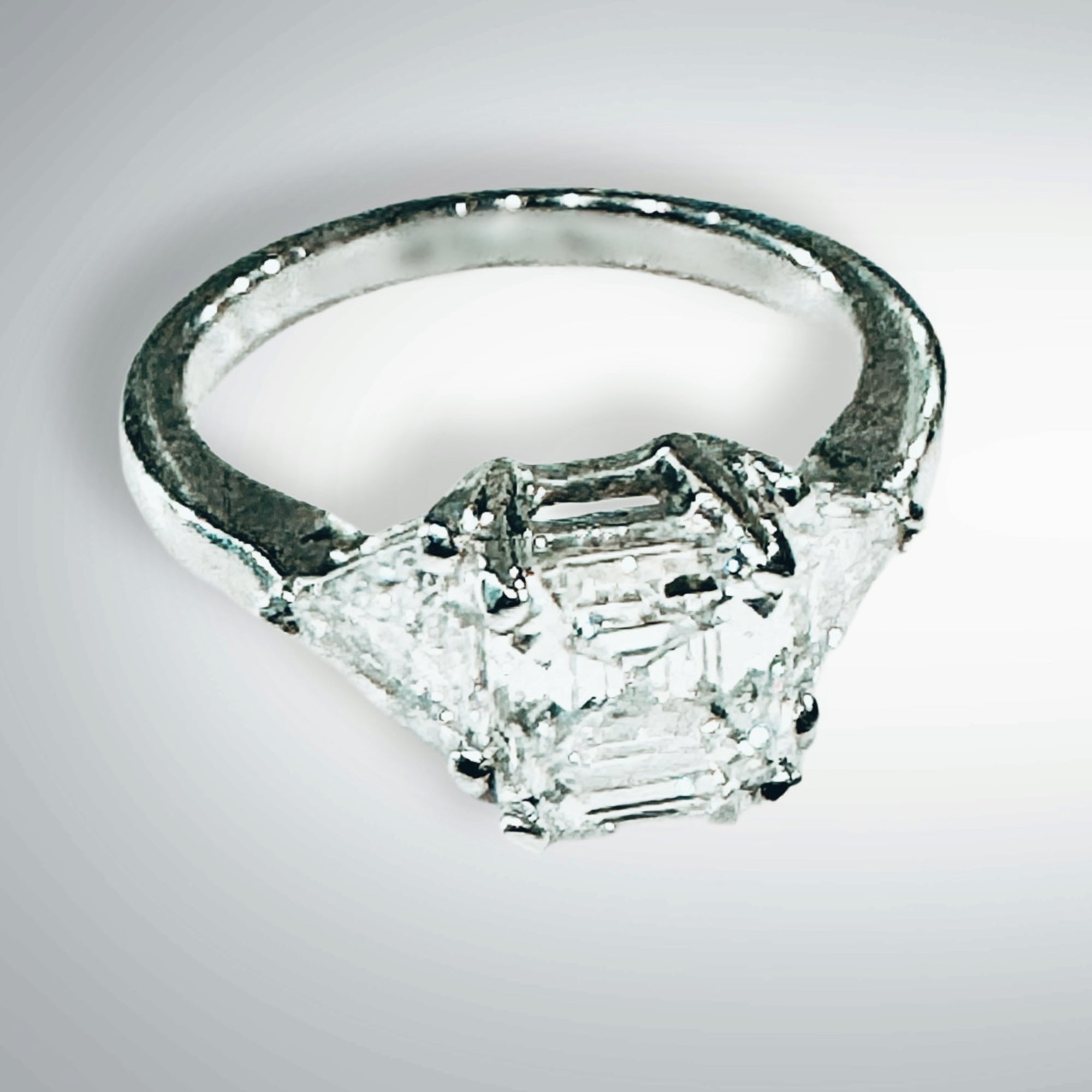 IGI Certified 2.09ct F VS1 Square Emerald Cut Lab Diamond Engagement Ring in Platinum