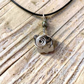 Wire-Wrapped Dendritic Quartz Pendant with Black Pearl - Silver Tone