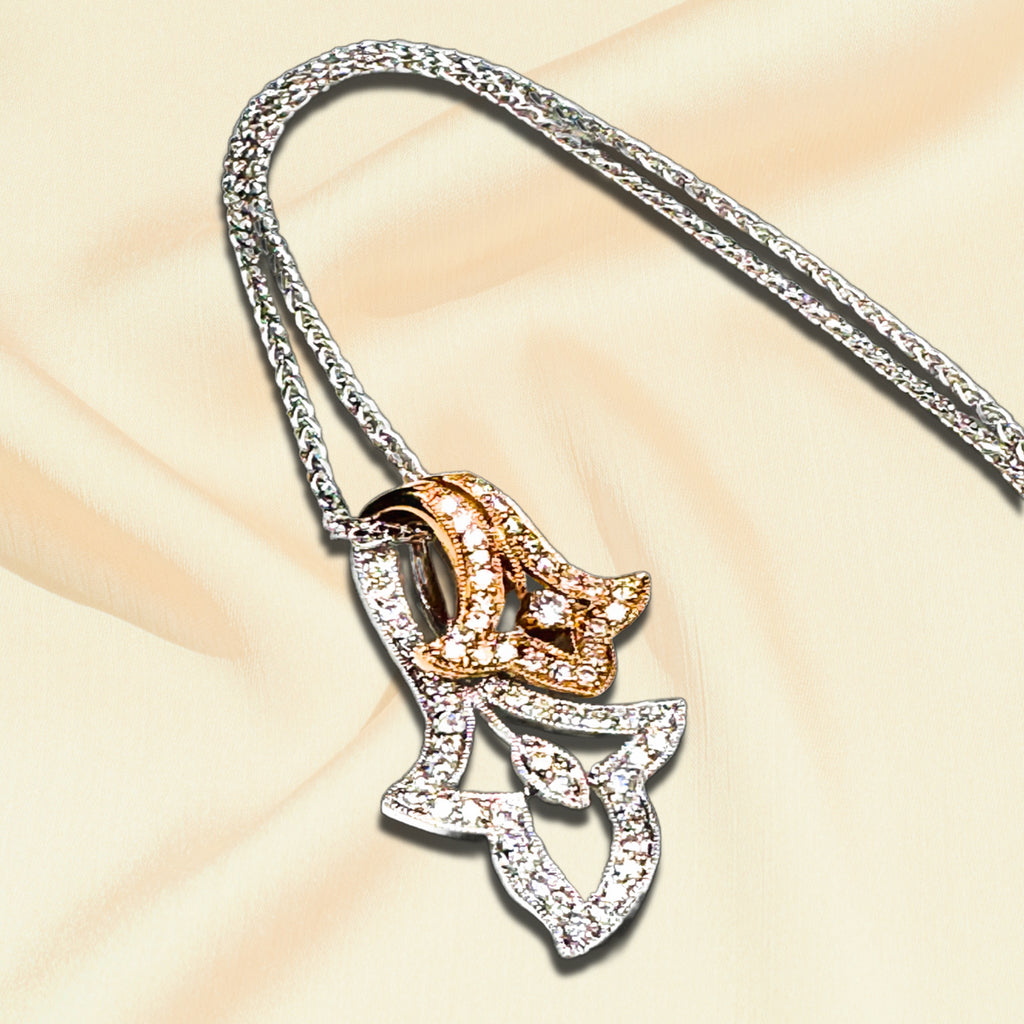 14K Two-Tone Gold Diamond Pendant Necklace