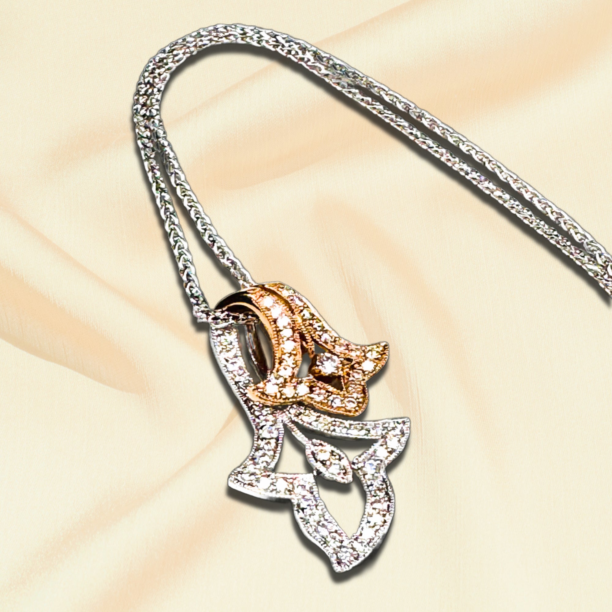 14K Two-Tone Gold Diamond Pendant Necklace