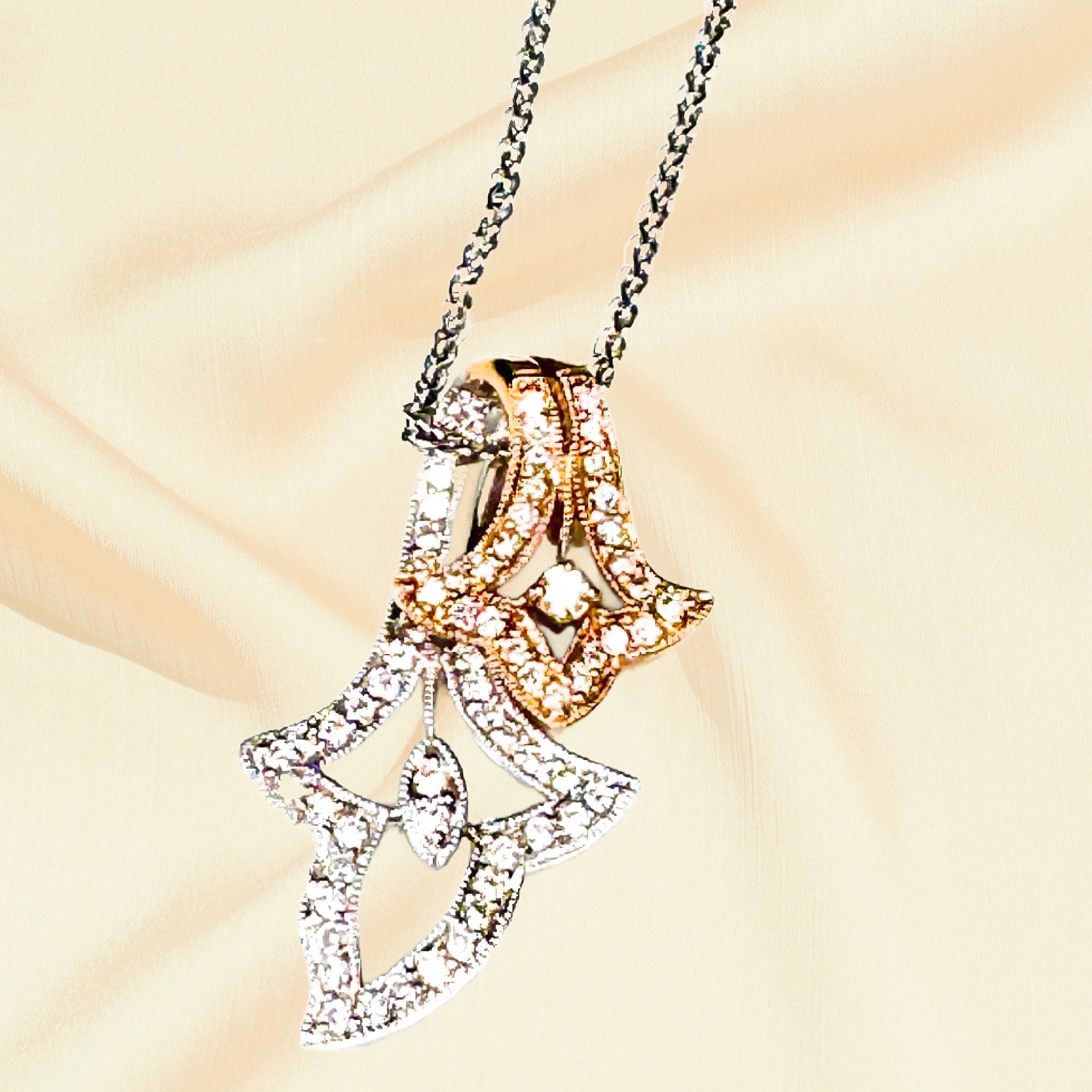 14K Two-Tone Gold Diamond Pendant Necklace