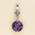 Amethyst Diamond Pendant Front