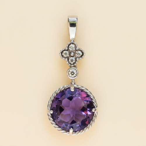 Amethyst Diamond Pendant Front