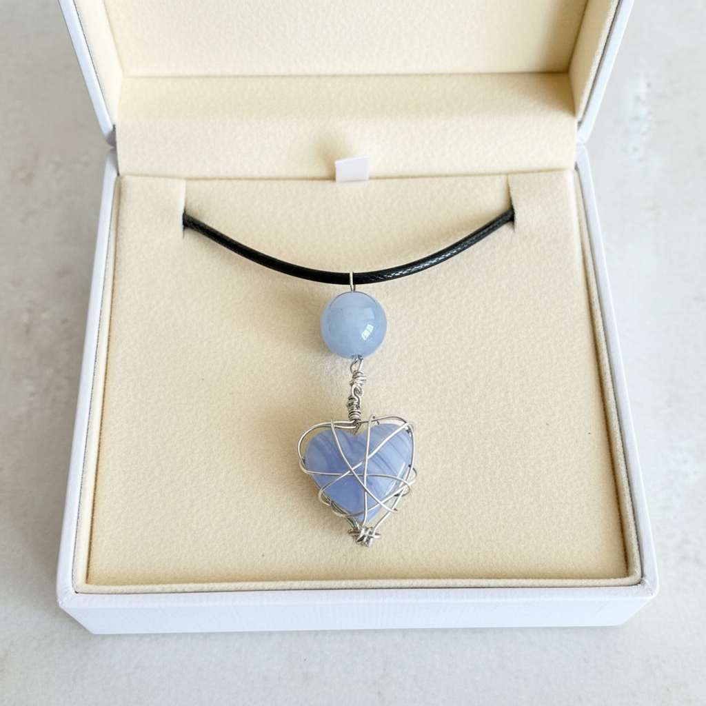 Blue heart pendant in gift box