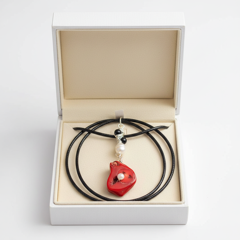 Coral pendant in gift box
