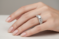 Engagement ring on model hand