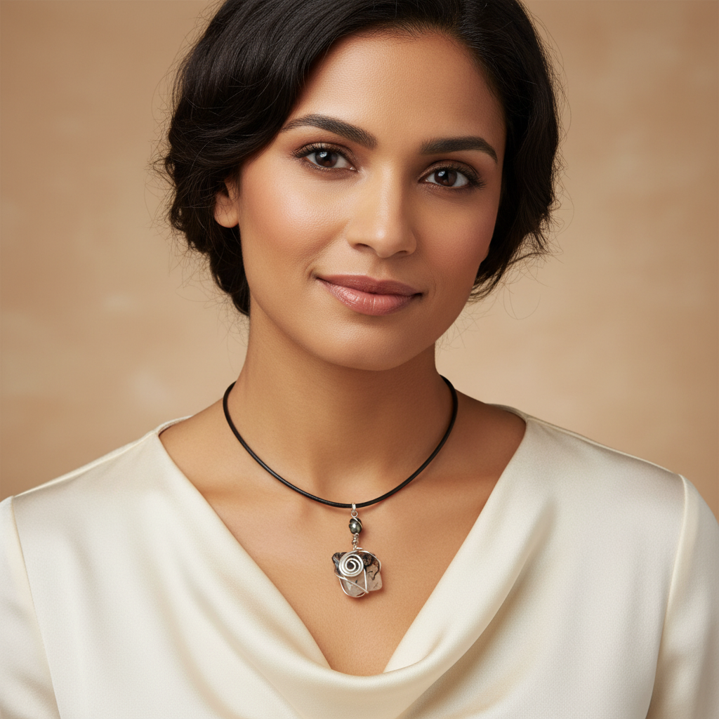 Dendritic Quartz Pendant - Lifestyle Model