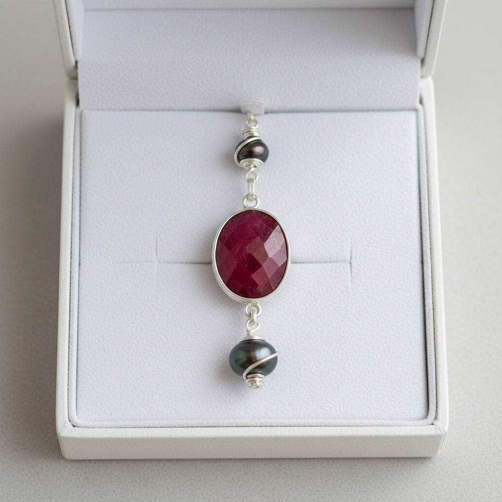 Ruby pendant in gift box