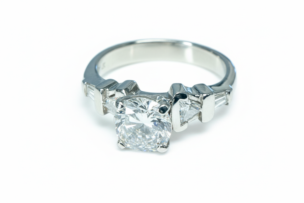Diamond engagement ring side view