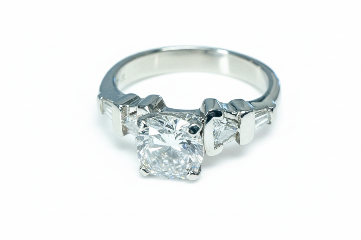Diamond engagement ring side view
