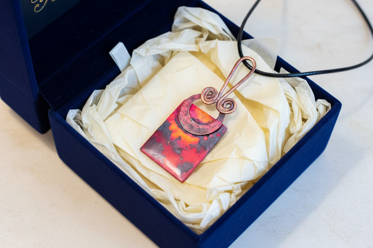 Sunset Dreams Copper Pendant in elegant gift box