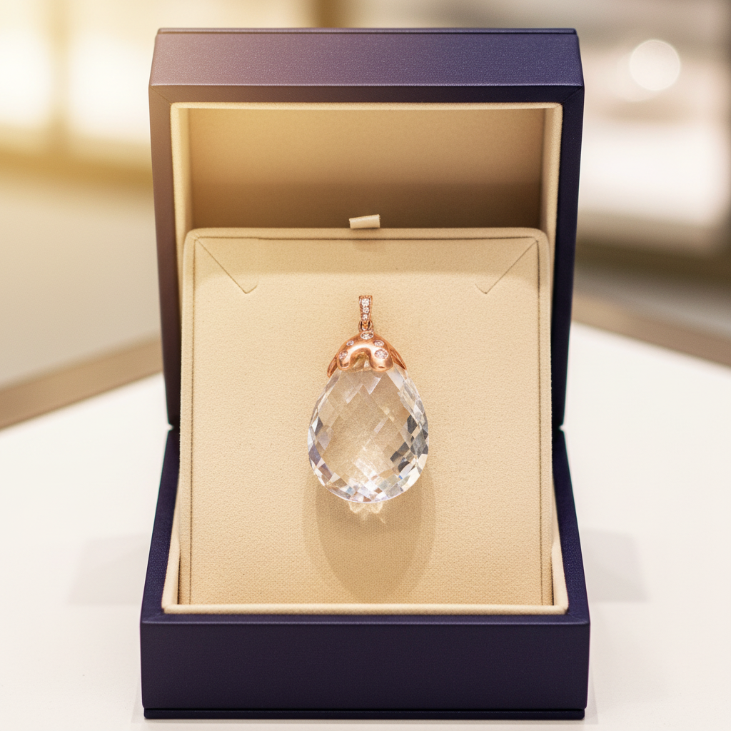 Natural Crystal Rose Gold Pendant - Gift Box Presentation