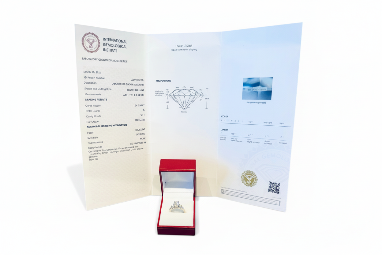 1.24 carat round diamond engagement ring top view