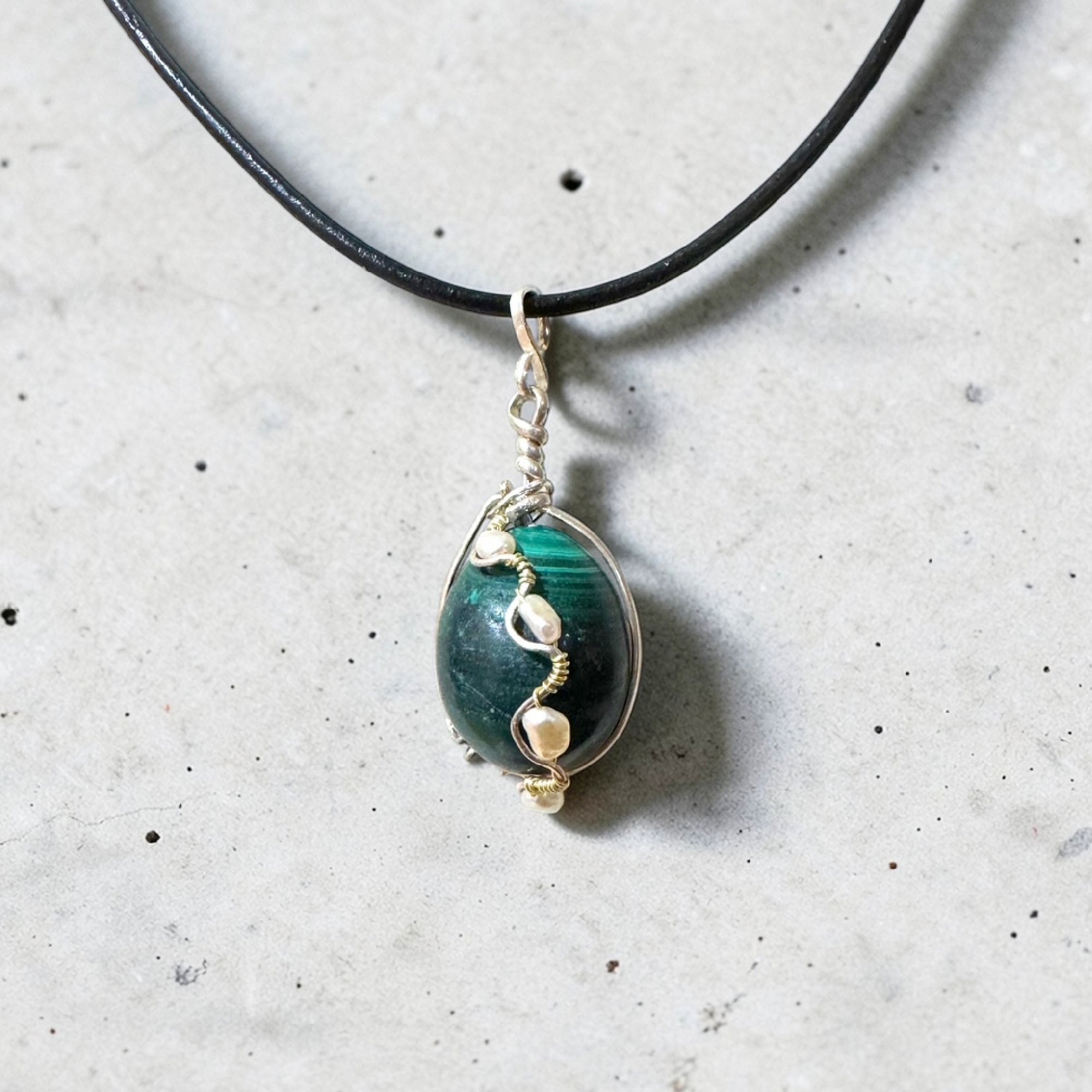 Malachite Sterling Silver Pendant Necklace