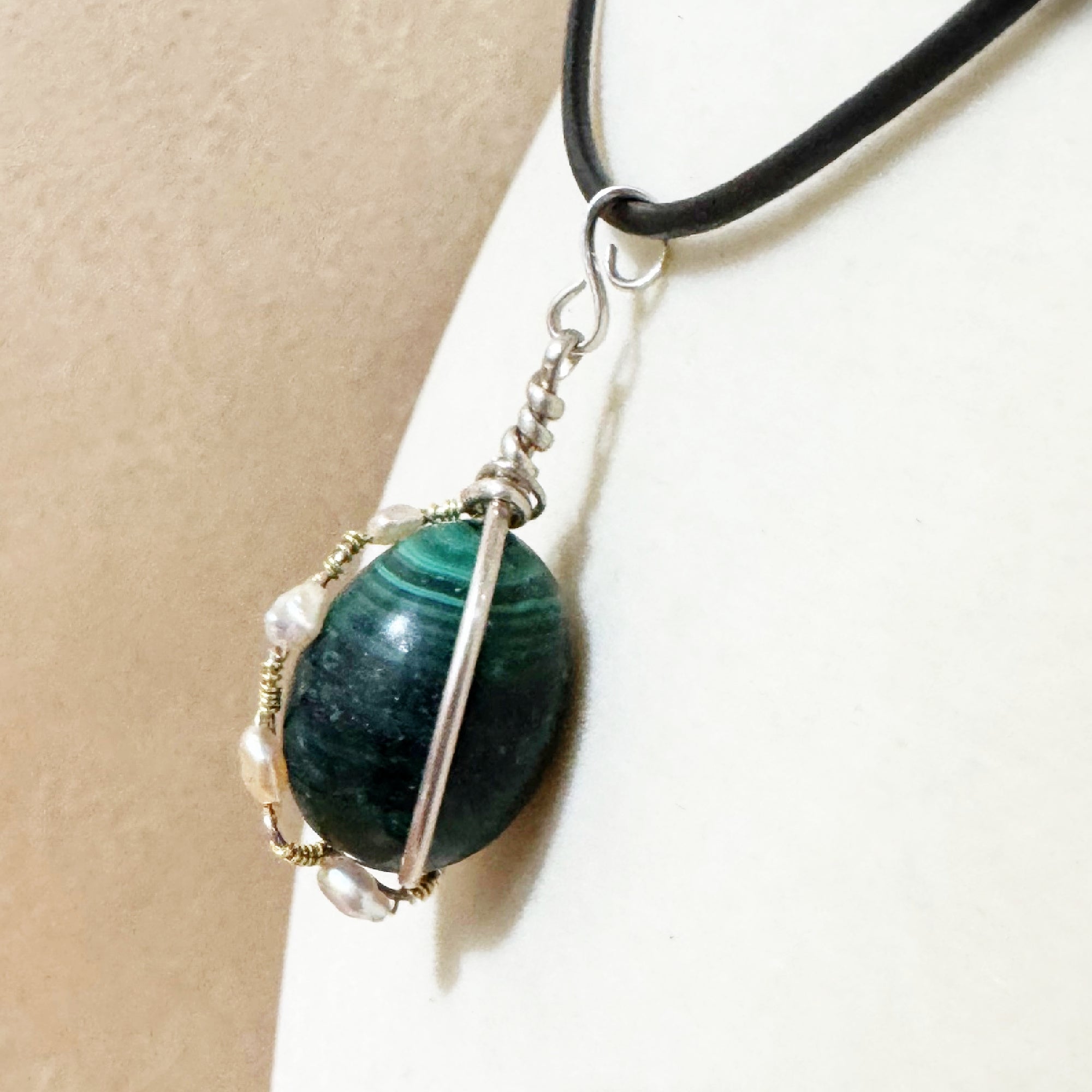 Malachite Sterling Silver Pendant Necklace