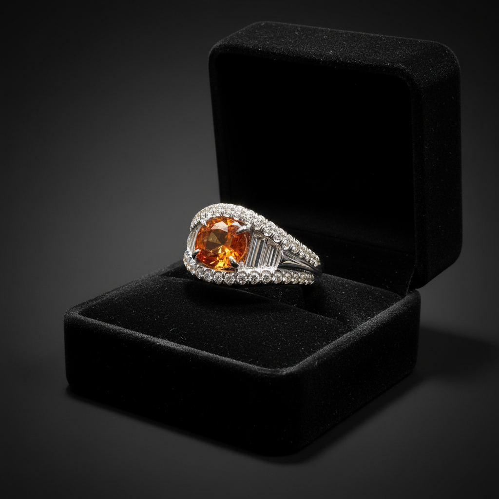 Mandarin Garnet Oval Ring in Box v3