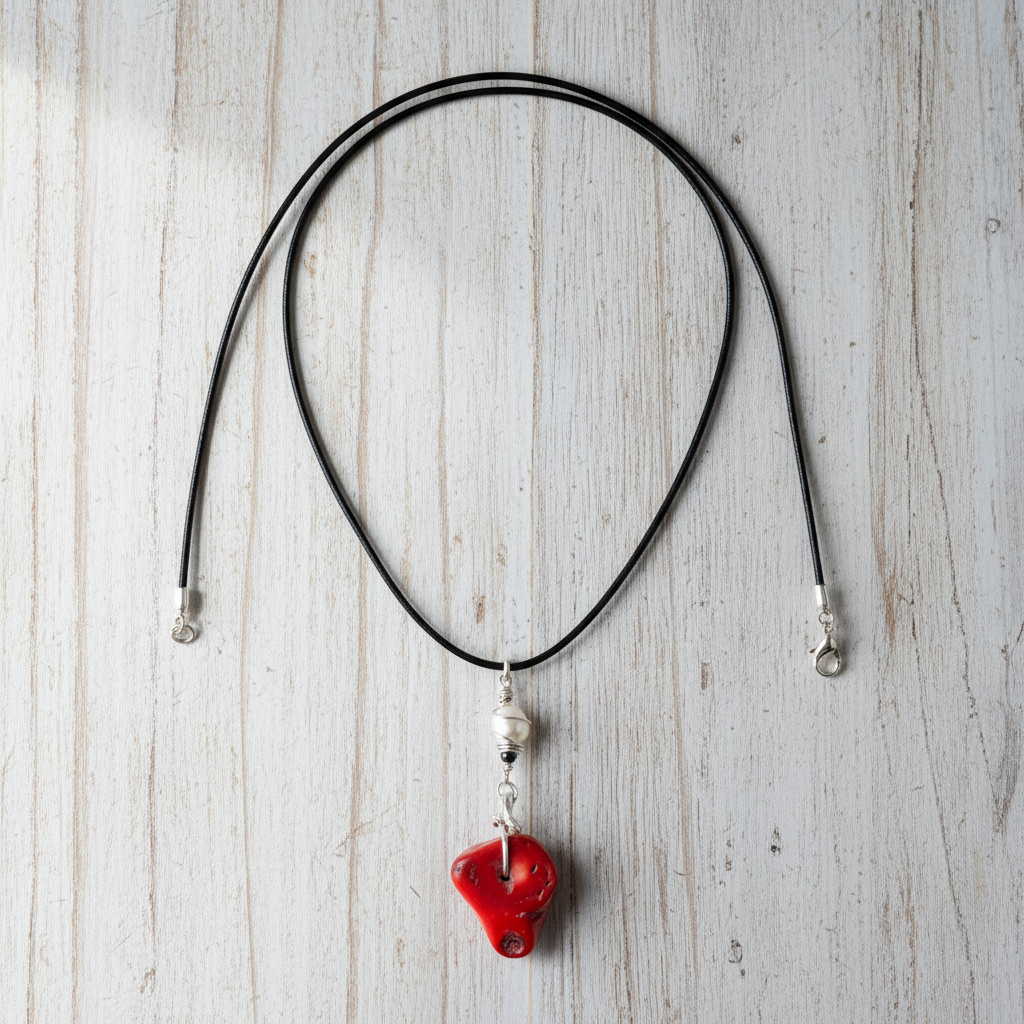 Pendant necklace flat lay