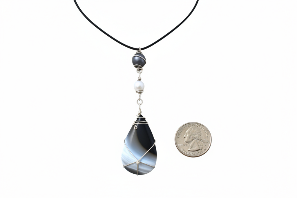 Pendant with quarter size reference