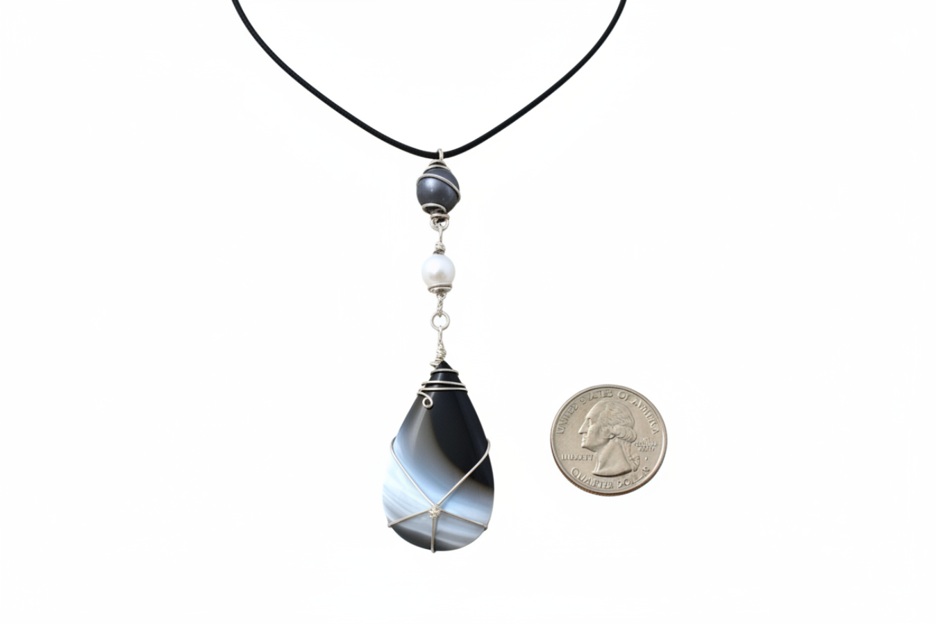 Pendant with quarter size reference