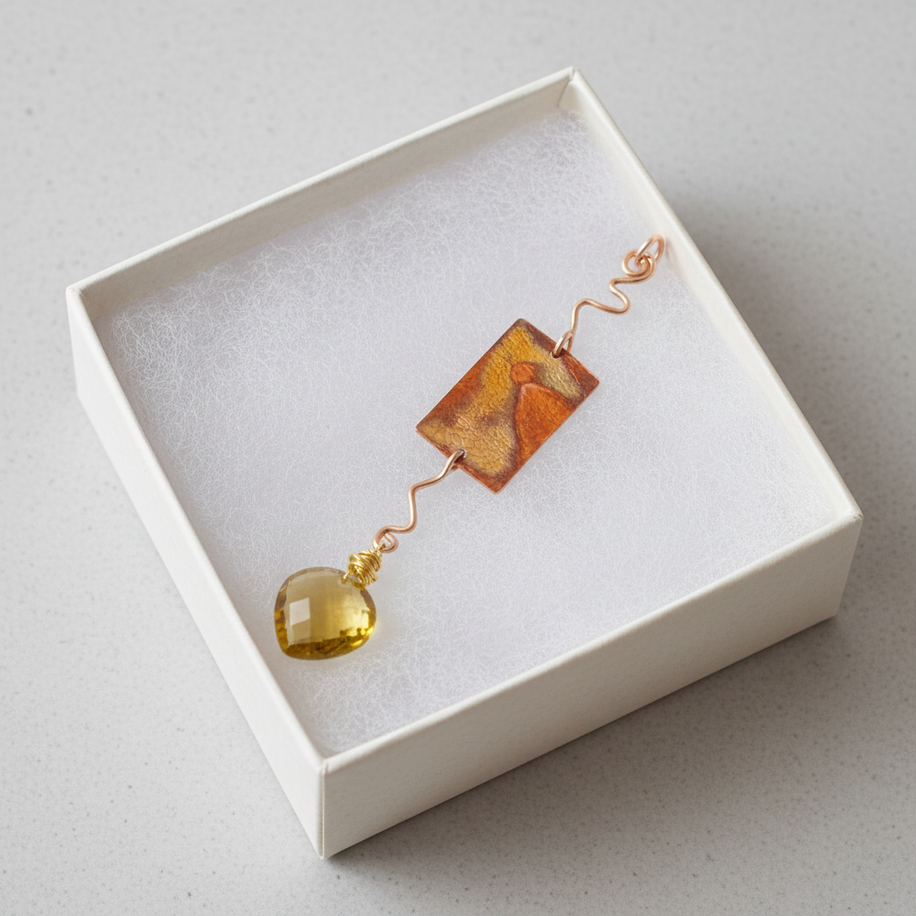 Reversible Sunset Copper & Lemon Citrine Pendant in Gift Box