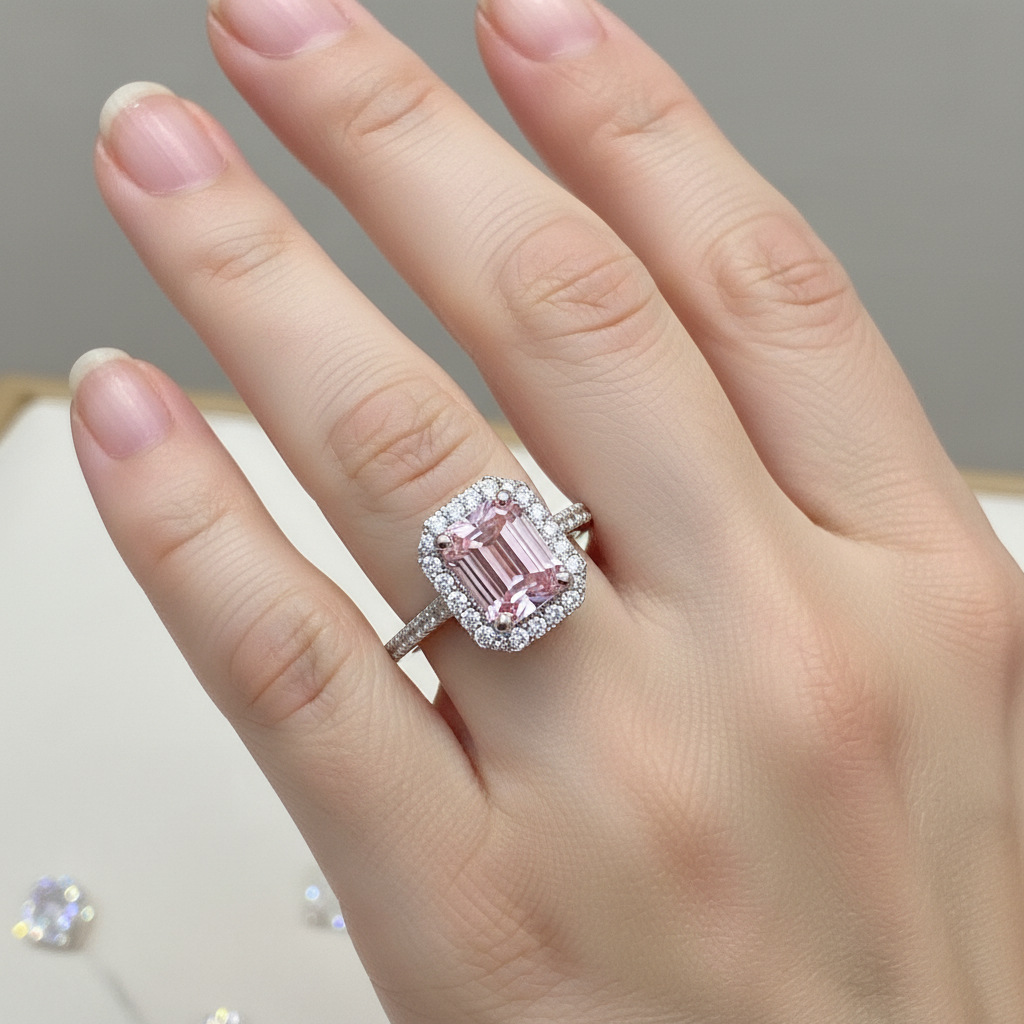 Ring on hand vibrant pink